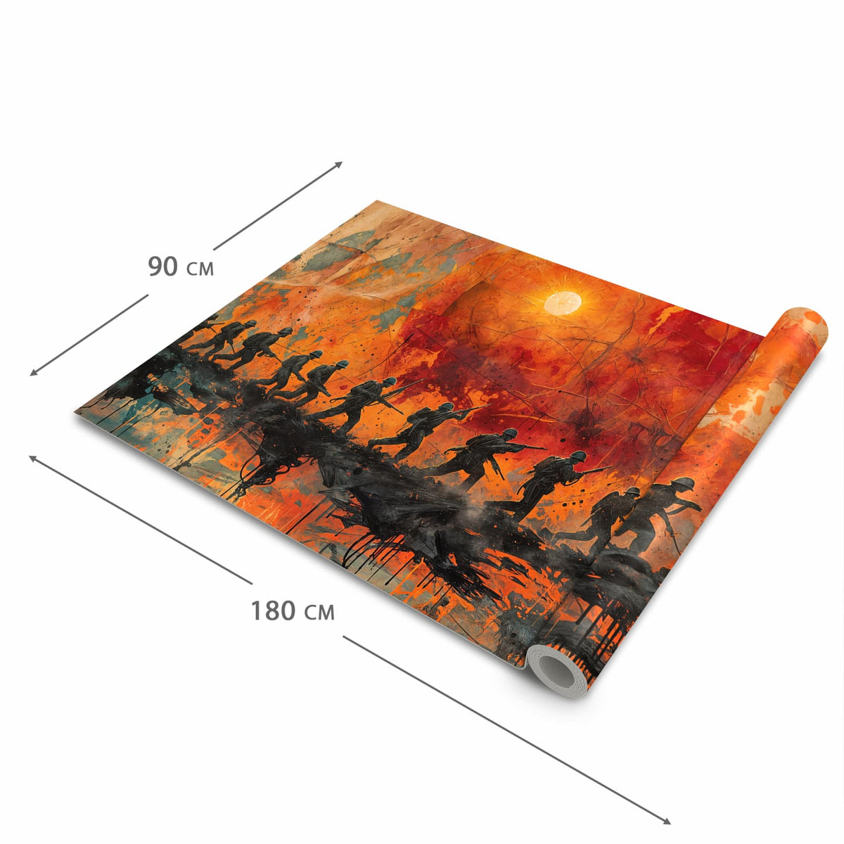 Waschbarer rutschfester Küchenläufer mit Motiv Marsch im Sonnenuntergang in der Grösse 60x120 cm