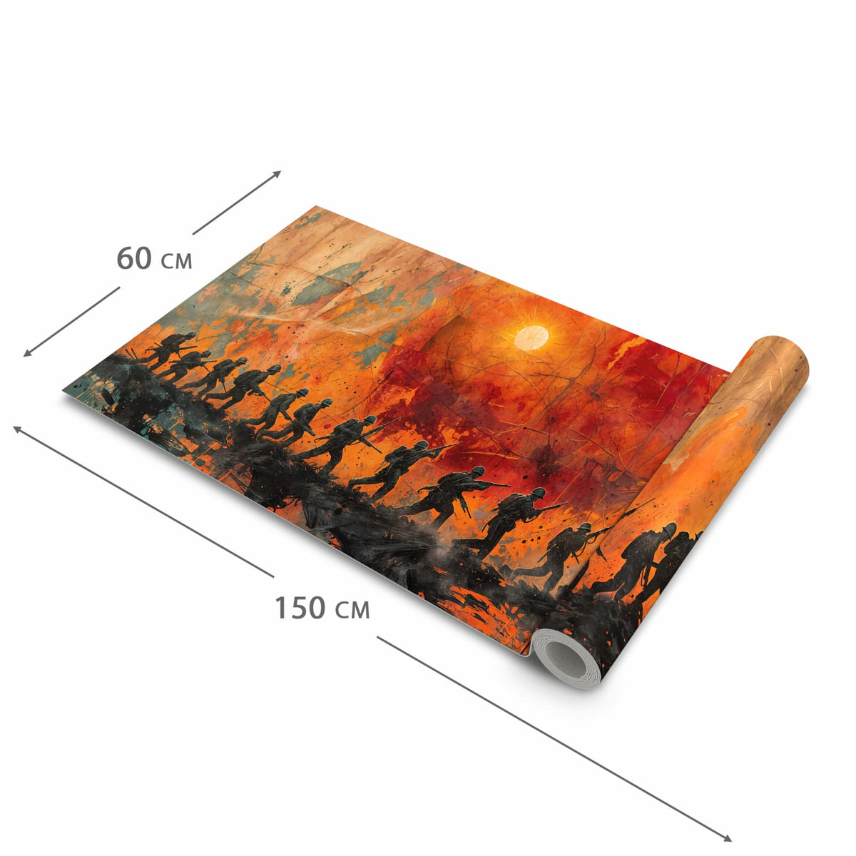 Geruchsneutraler Küchenteppich mit Motiv Marsch im Sonnenuntergang in der Grösse 60x120 cm zum Waschen