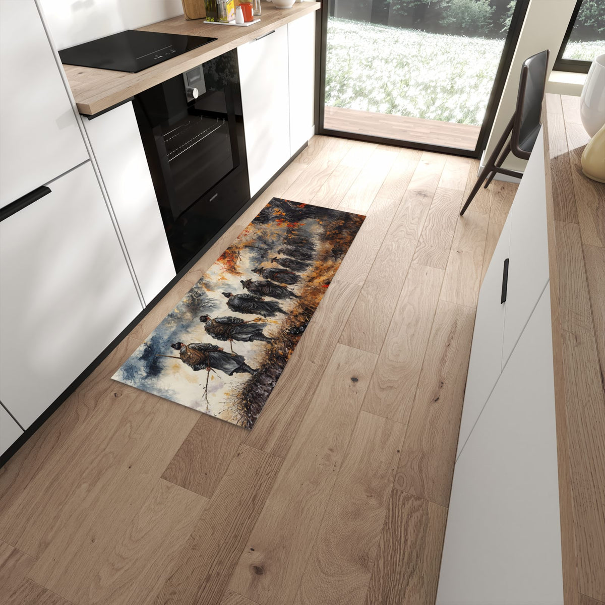Komfortabler waschbarer Küchenteppich mit Motiv Spezialkräfte Herst in moderner Küche #grösse_60 x 150 cm