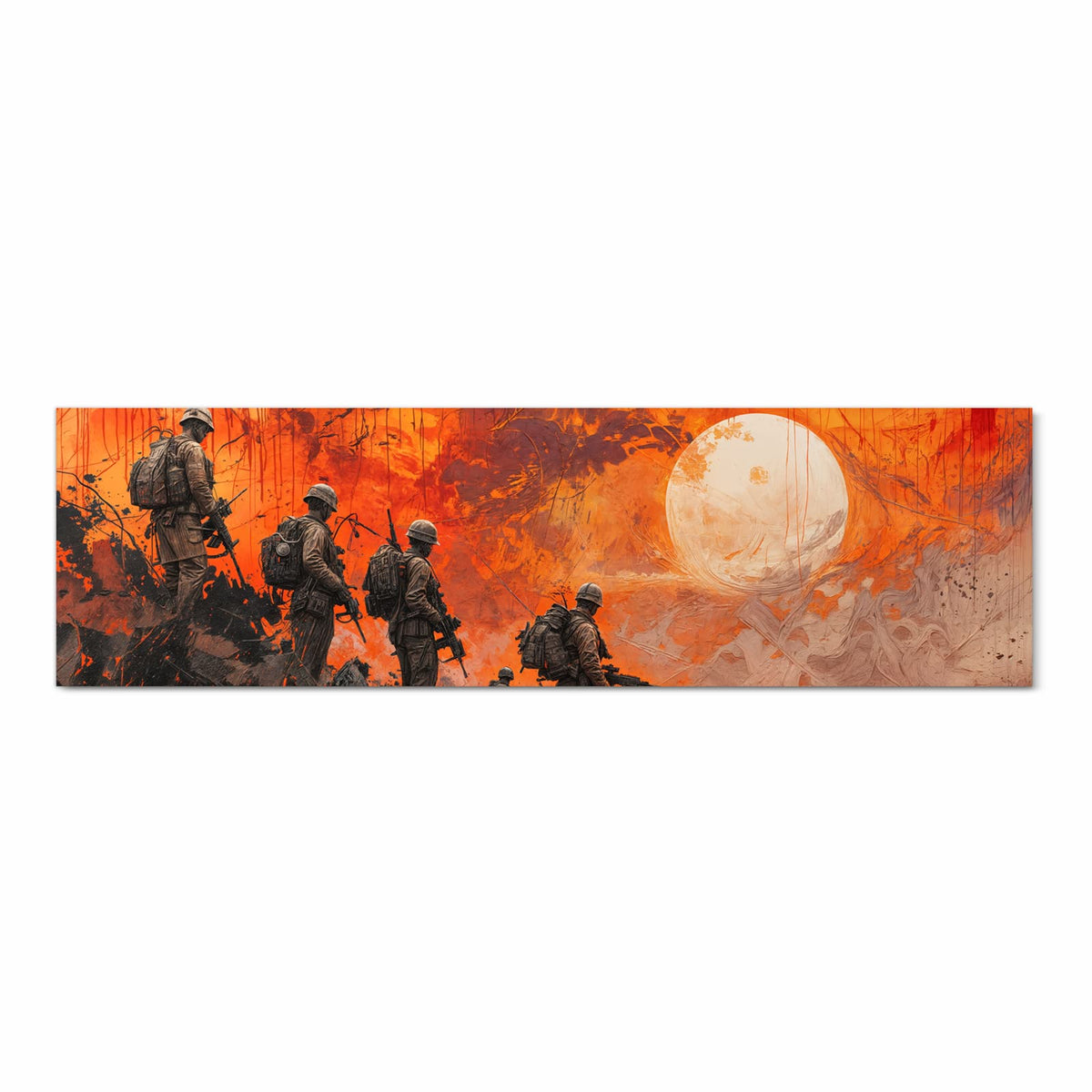 Pflegeleichter waschbarer Küchenläufer mit Motiv Soldaten im Sonnenuntergang in Frontansicht