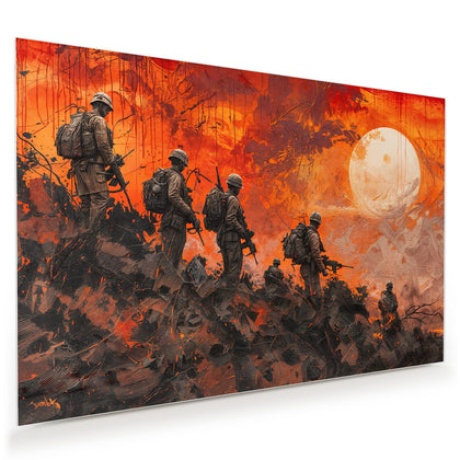 Wandbild mit dem Motiv Soldaten im Abendrot