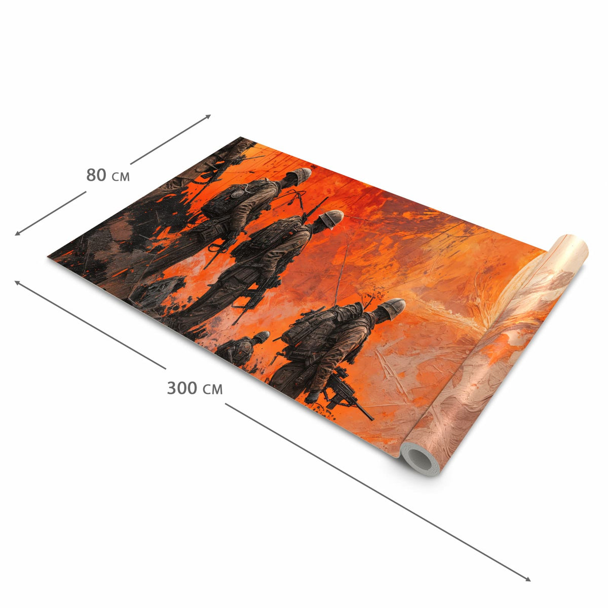Strapazierfähiger Küchenteppich mit Motiv Soldaten im Sonnenuntergang in der Grösse 90x240 cm
