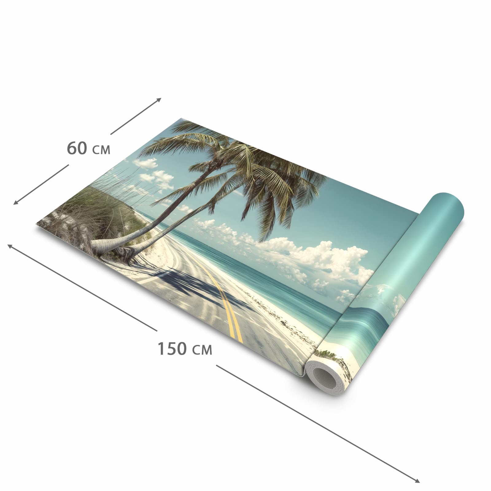 Küchenläufer mit Motiv Strandstraße Palmen in der Grösse 90x180 cm für Ordnung