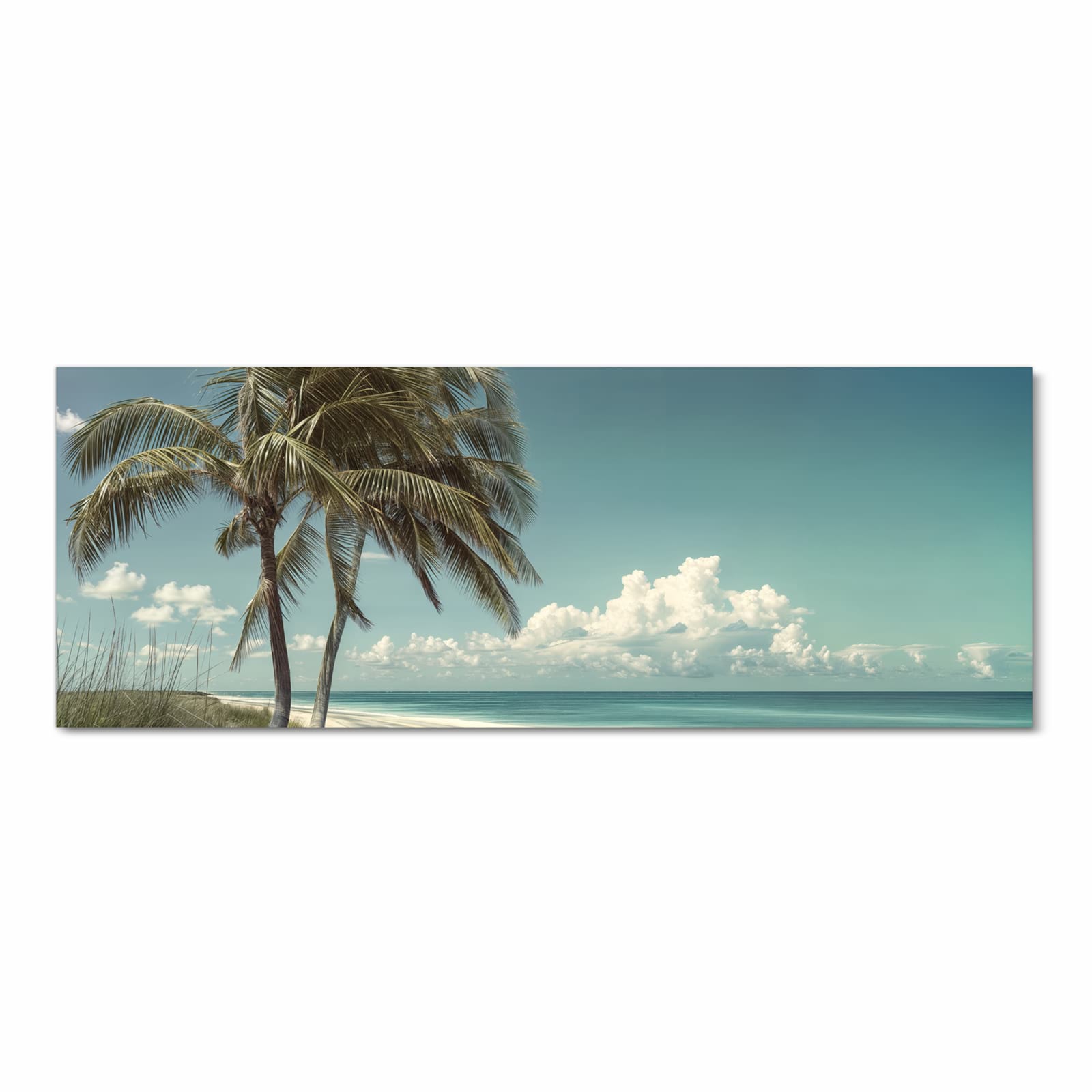 Abriebfester rutschfester Küchenteppich mit Motiv Strandstraße Palmen in Frontansicht