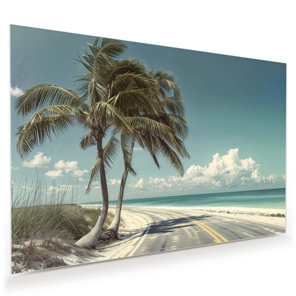 Wandbild mit dem Motiv Küstenstraße mit Palmen