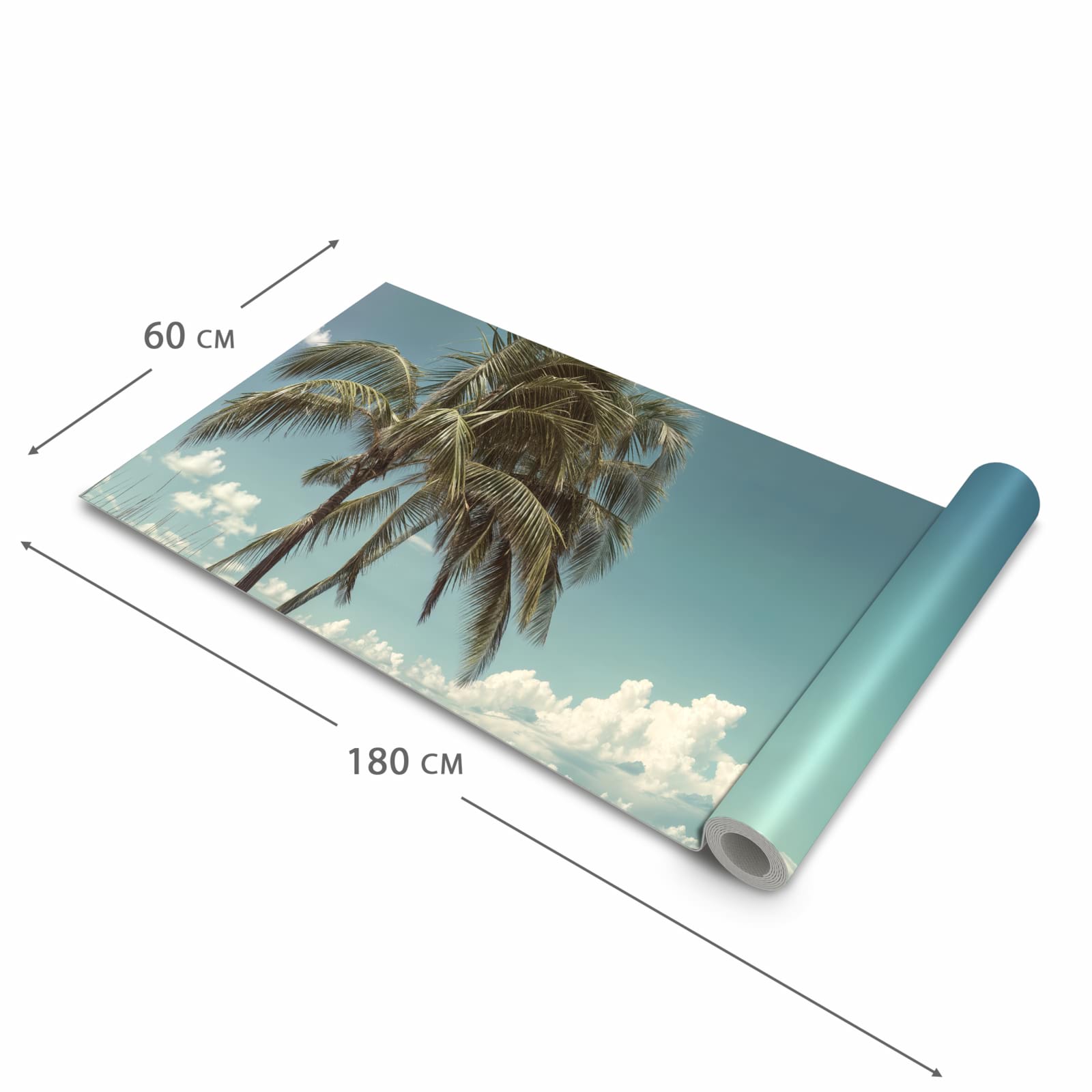 Bodenschonender Küchenläufer mit Motiv Strandstraße Palmen in der Größe 90x180 cm