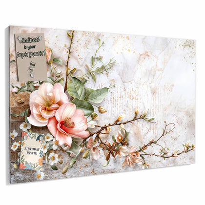 Metall Magnettafel mit dem Motiv Magnolien auf Holz