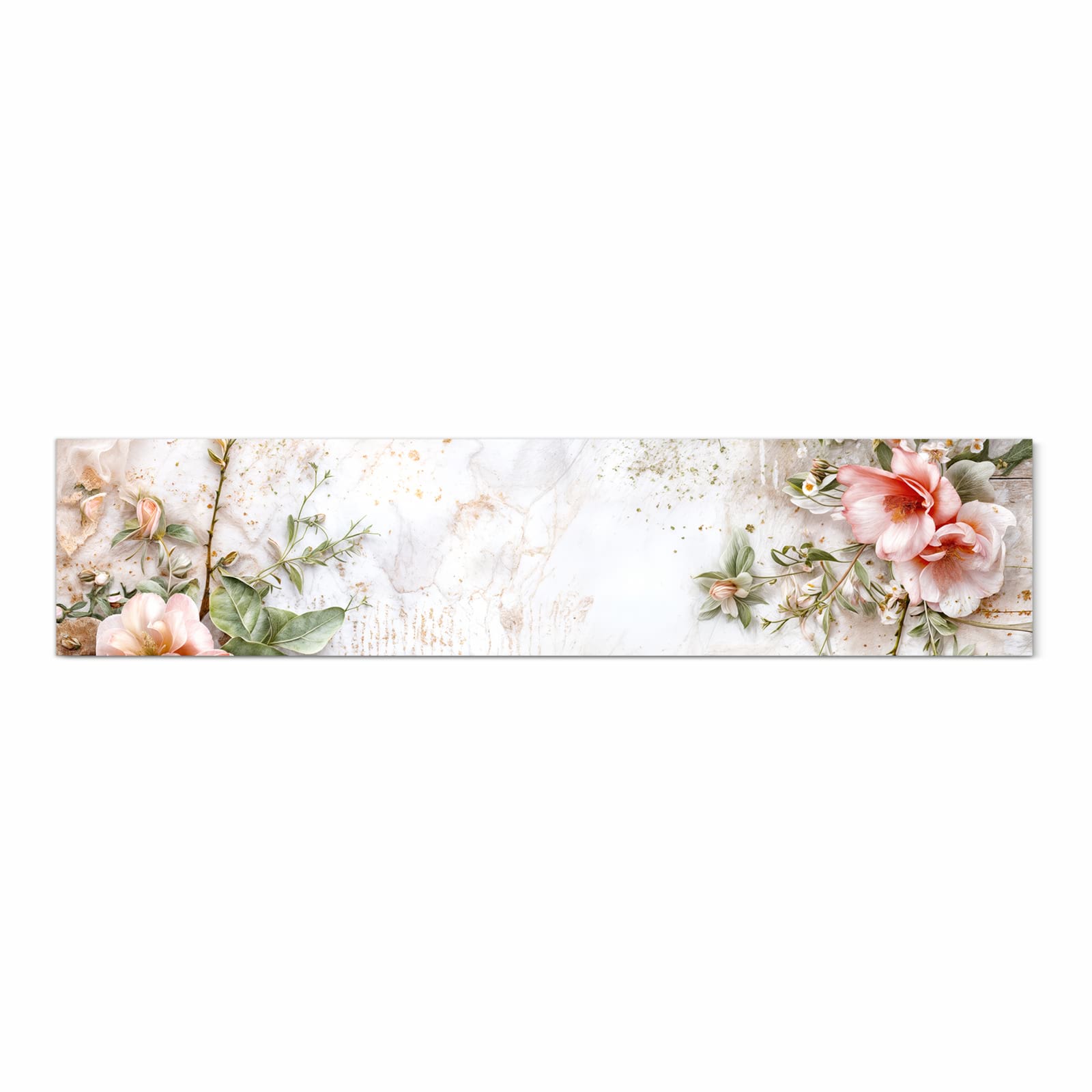 Rutschfester Teppichläufer für die Küche mit Motiv Warme Blumenarrangement in Frontansicht