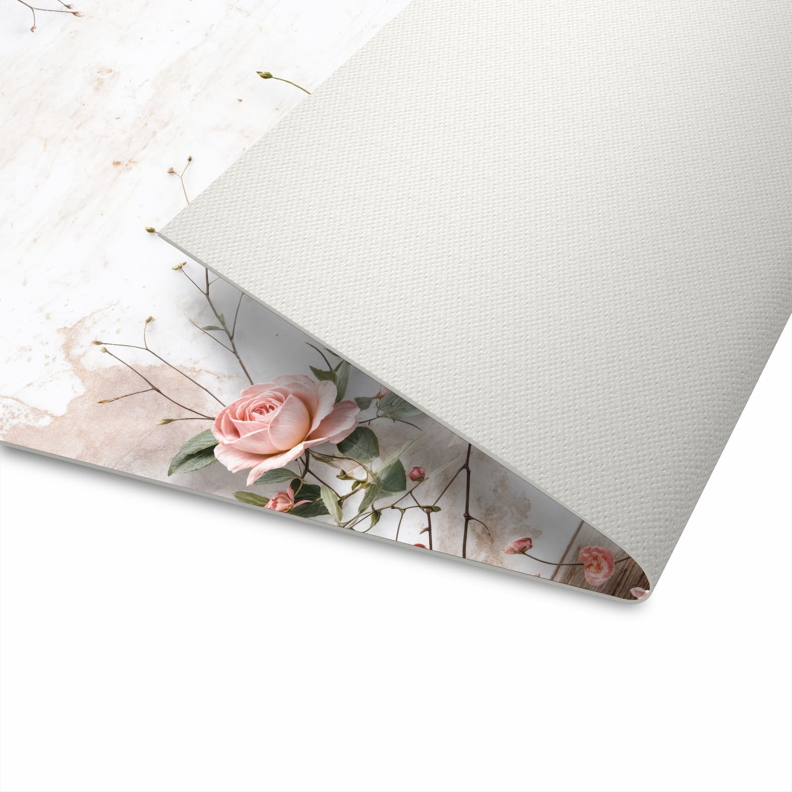 Pflegeleichter großer Küchenteppich mit Motiv Rosenblüten Eleganz in der Unterseite