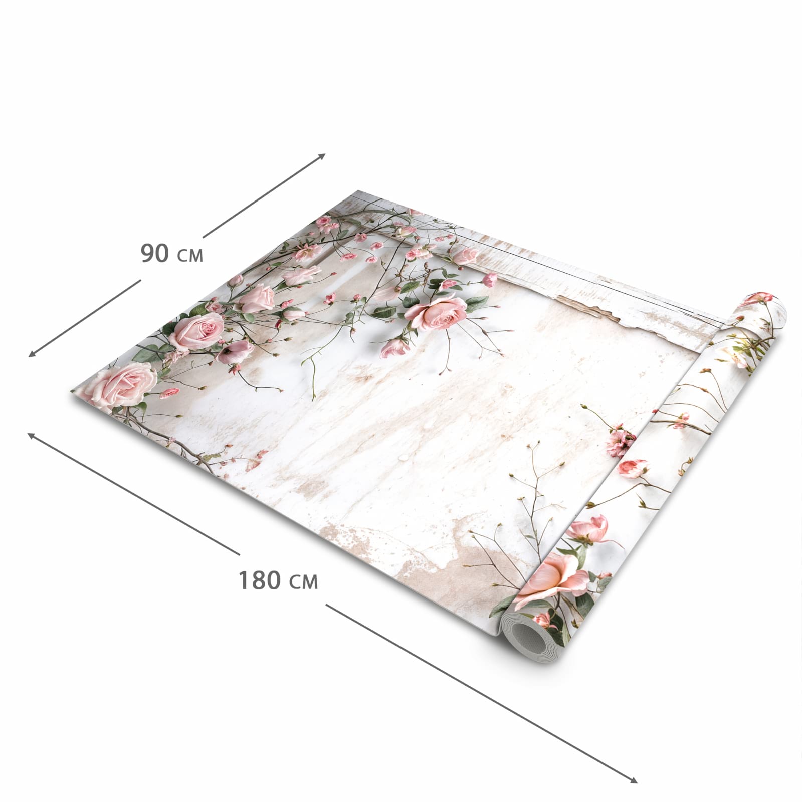 Küchenteppich mit Motiv Rosenblüten Eleganz in der Grösse 60x180 cm für sicheres Aufbewahren