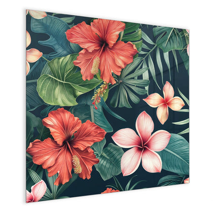 Magnettafel mit dem Motiv Hibiskus auf Dunkelgrün
