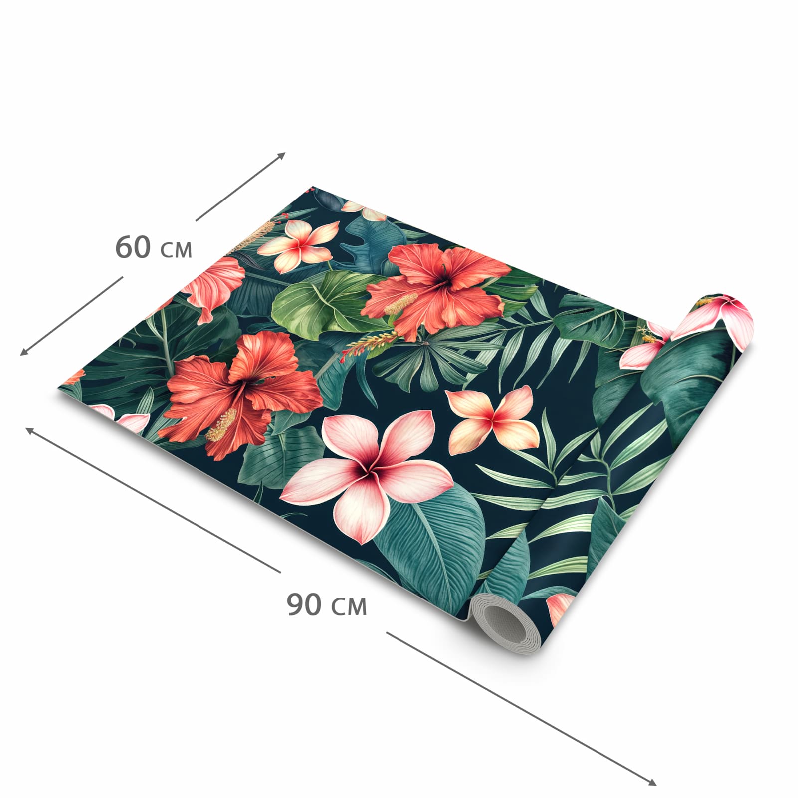 Abriebfester Küchenläufer mit Motiv Tropenblumen in der Grösse 90x180 cm