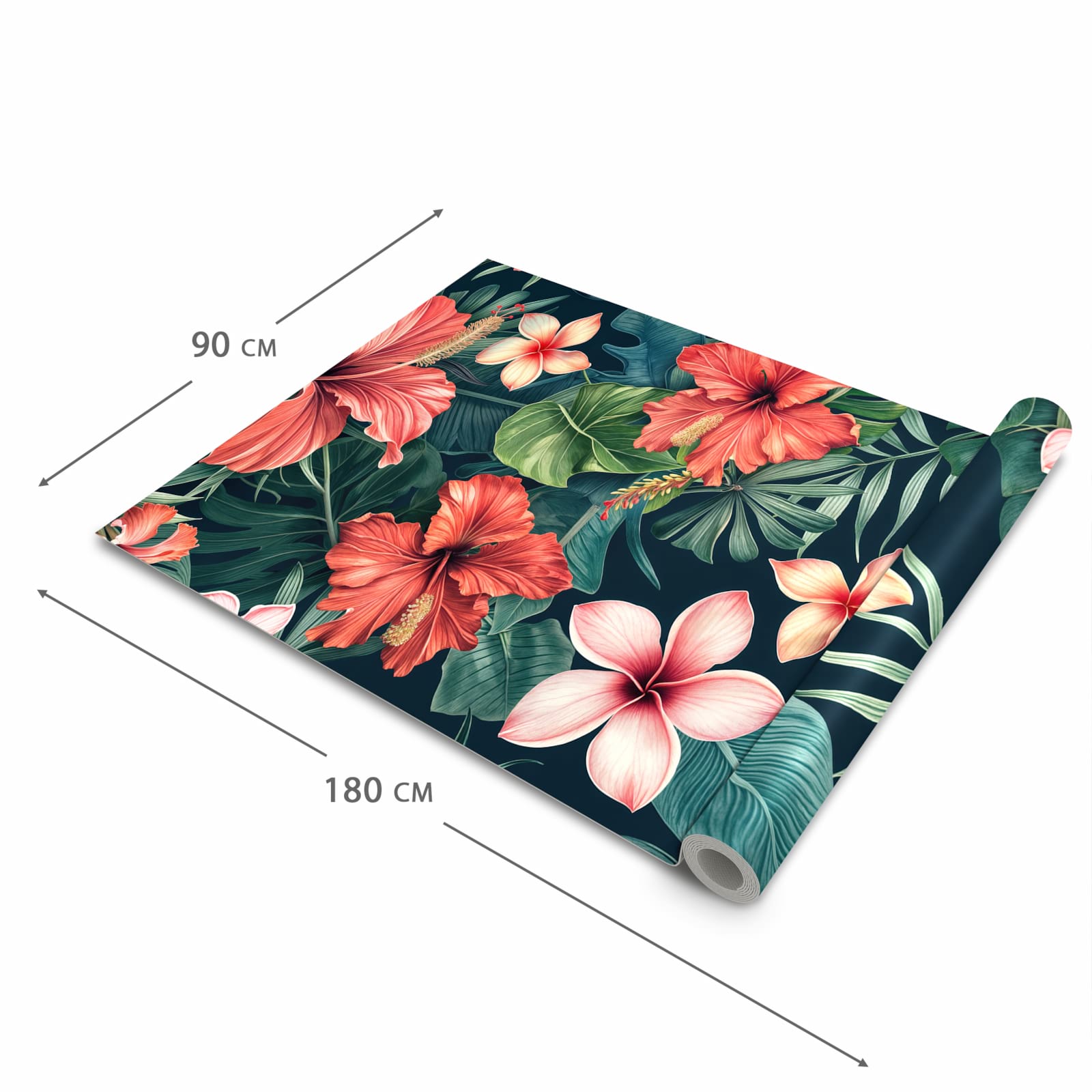 Schmutzabweisender waschbarer Küchenläufer mit Motiv Tropenblumen in der Größe 90x180 cm