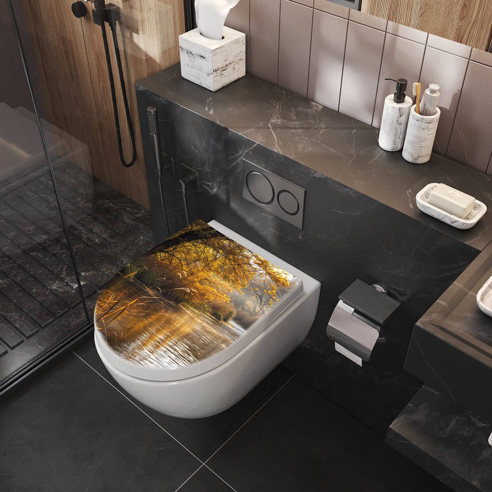 WC-Sitz mit Absenkautomatik Herbstliches Ufer