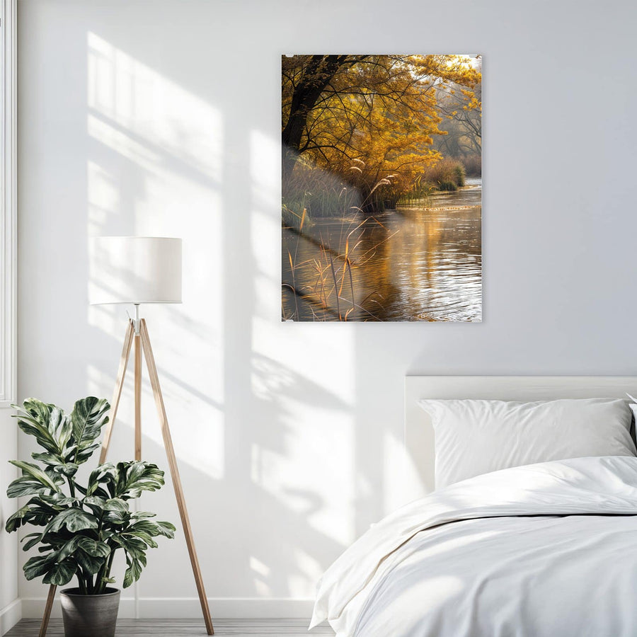 Maße Wandbild - Schilf am Herbstfluss - Hochformat