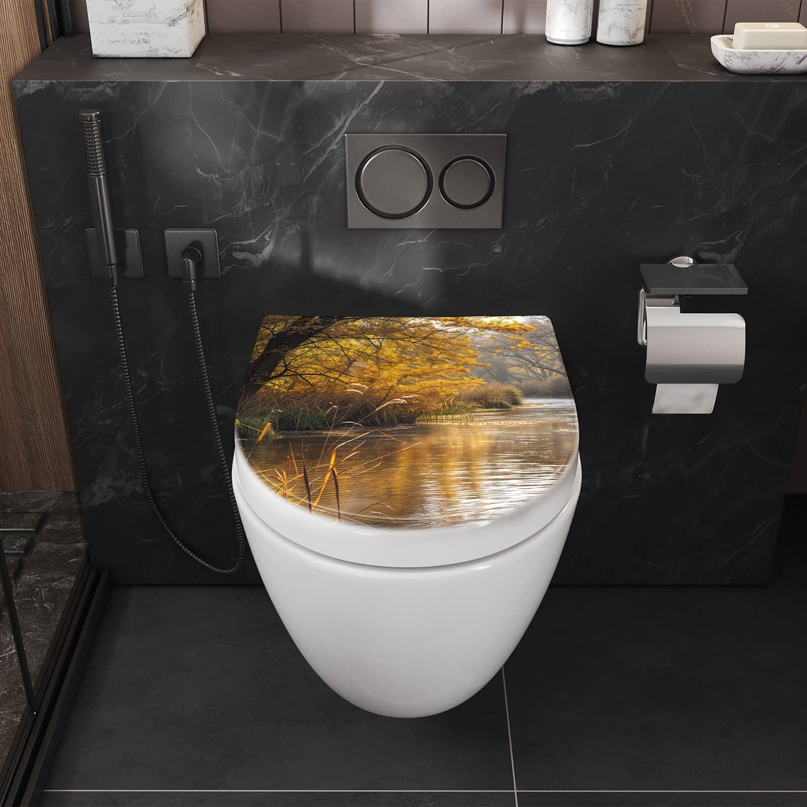 WC-Sitz mit Absenkautomatik Herbstliches Ufer