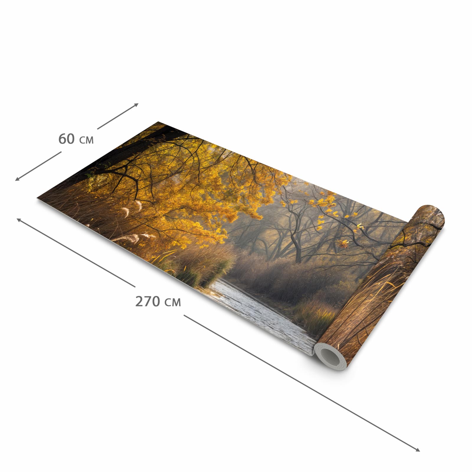 Abriebfester waschbarer Teppich Küche mit Motiv Herbstliches Ufer in der Grösse 80x300 cm