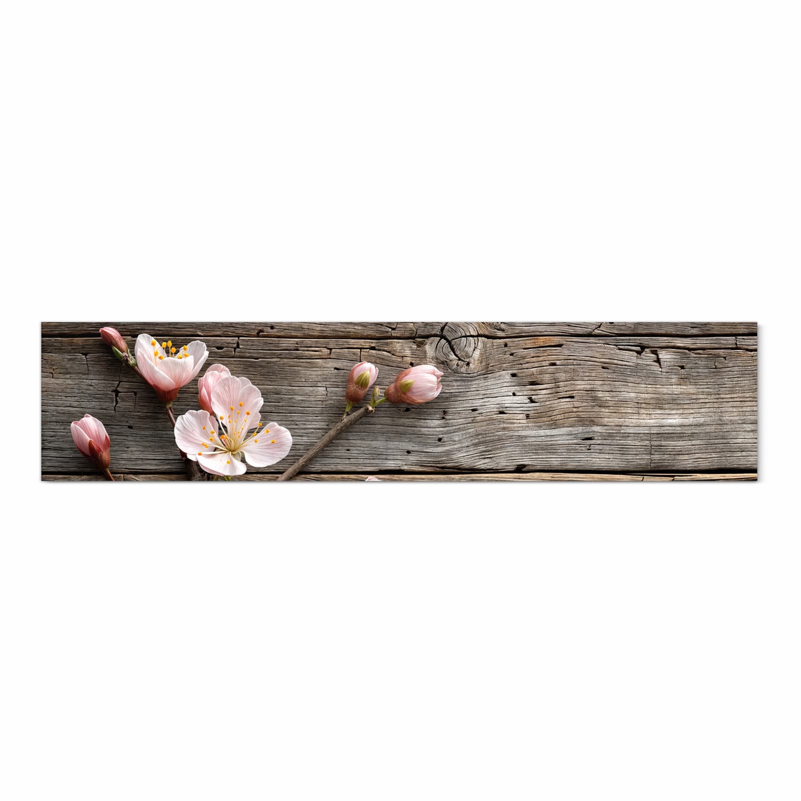 Farbbeständiger Teppich für Esstisch mit Motiv Holz von Kirschblüten in Frontansicht