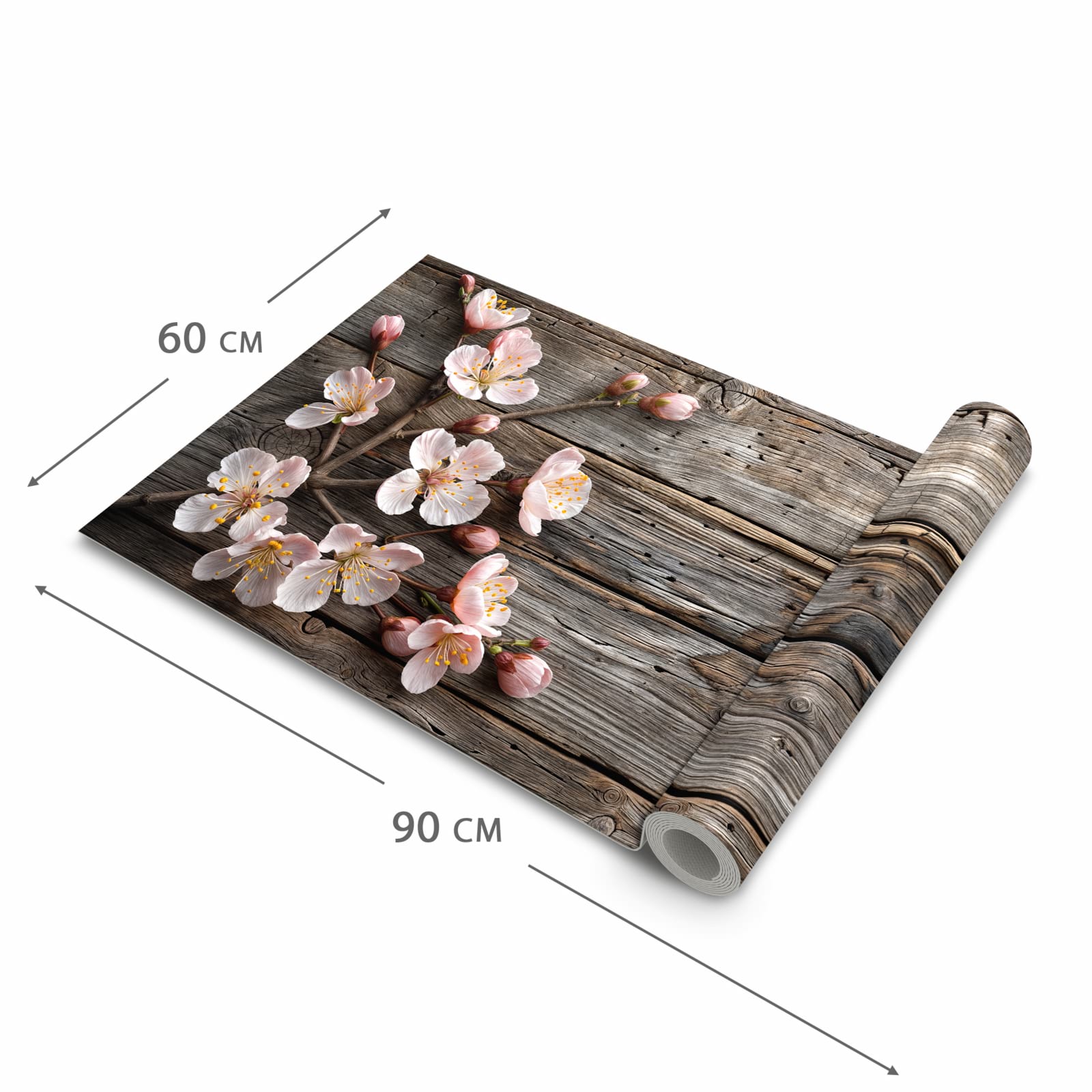 Langlebiger Teppich für Küche mit Motiv Holz von Kirschblüten in der Grösse 80x280 cm