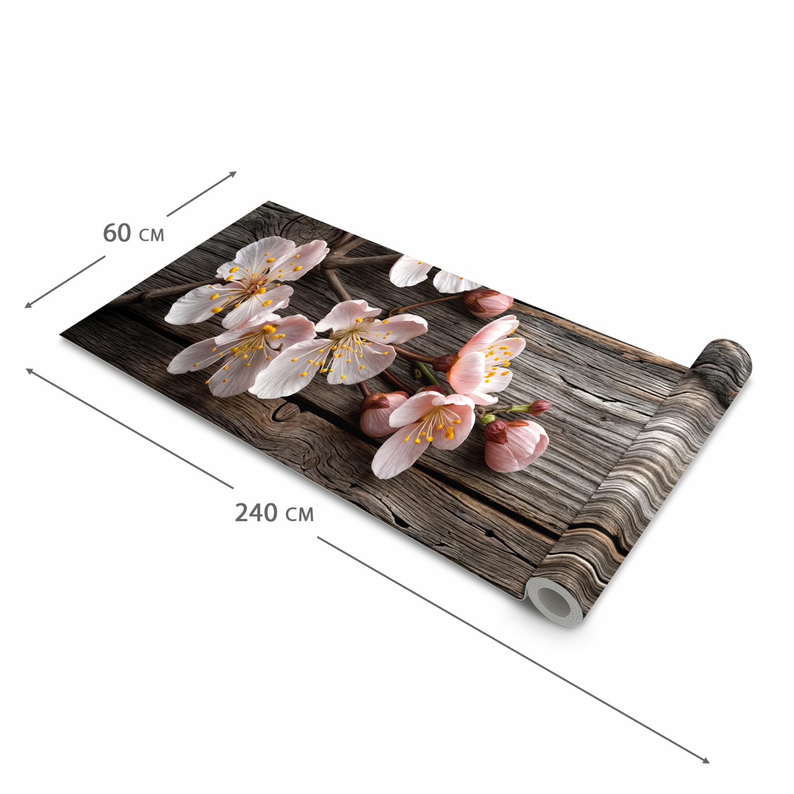 Hygienischer abwaschbarer Küchenteppich mit Motiv Holz von Kirschblüten in der Grösse 80x280 cm