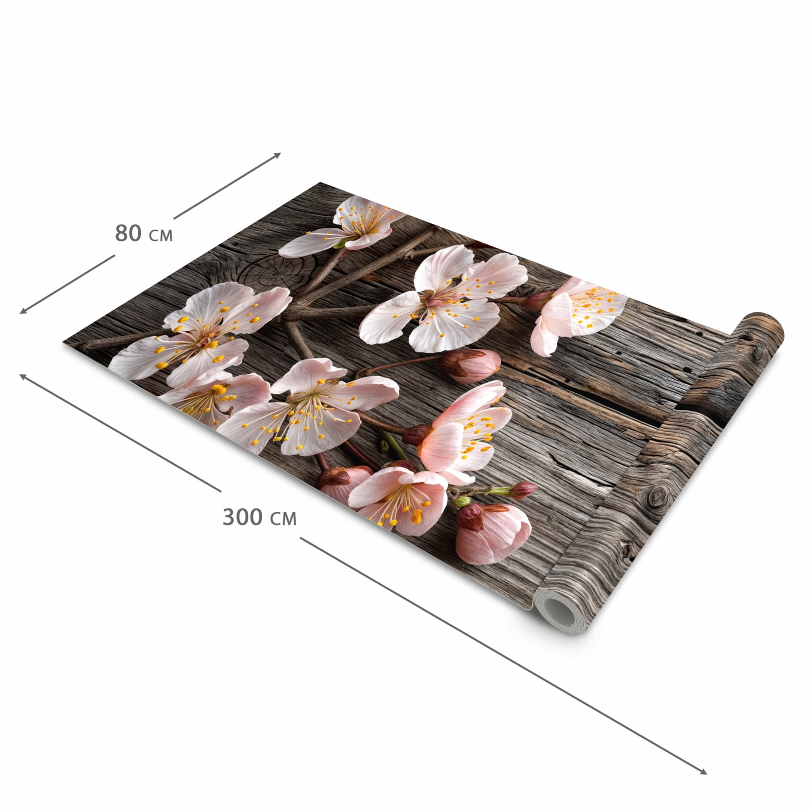 Küchenläufer mit Motiv Holz von Kirschblüten in der Grösse 80x280 cm für Ordnung & Übersicht