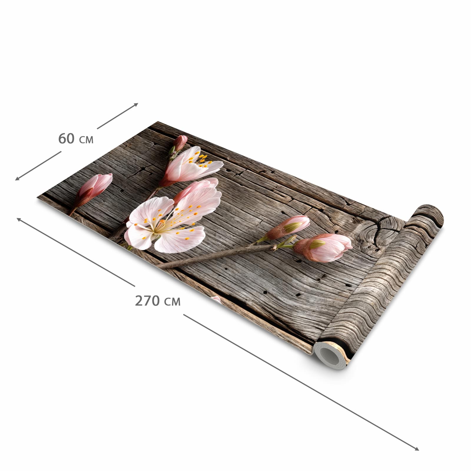 Strapazierfähiger Küchenläufer mit Motiv Holz von Kirschblüten in der Grösse 80x280 cm