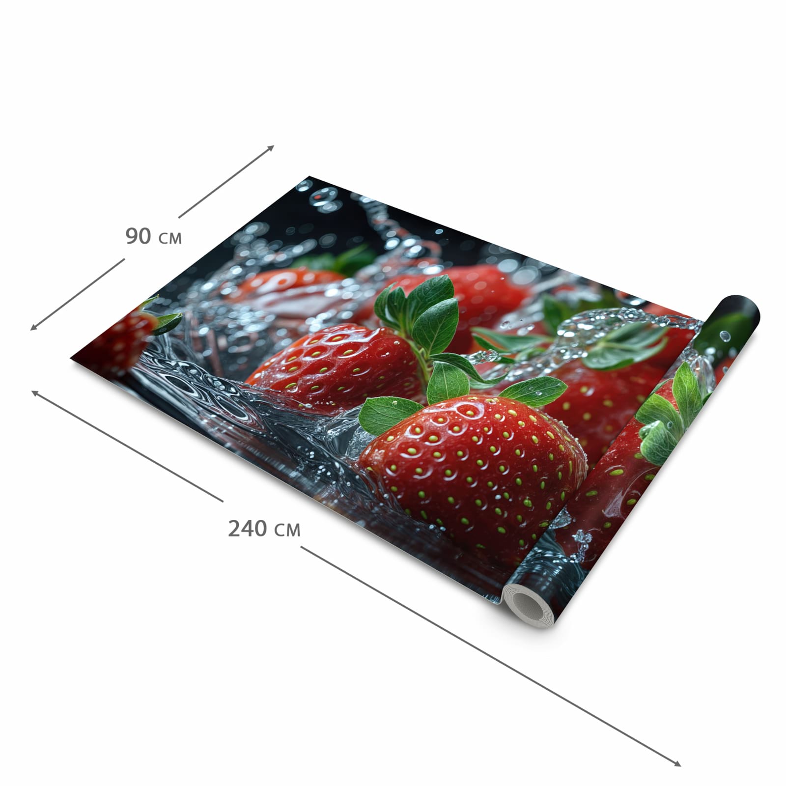 Komfortabler Küchenläufer nach Maß mit Motiv Erdbeeren von Frische in der Größe 80x280 cm