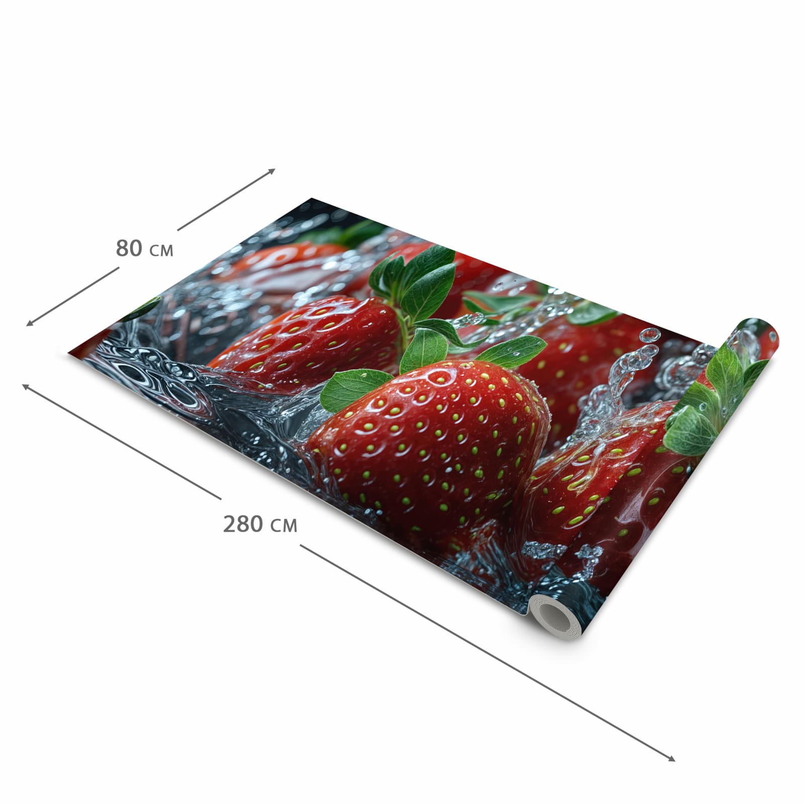 Langlebiger waschbarer Küchenläufer mit Motiv Erdbeeren von Frische in der Grösse 80x280 cm