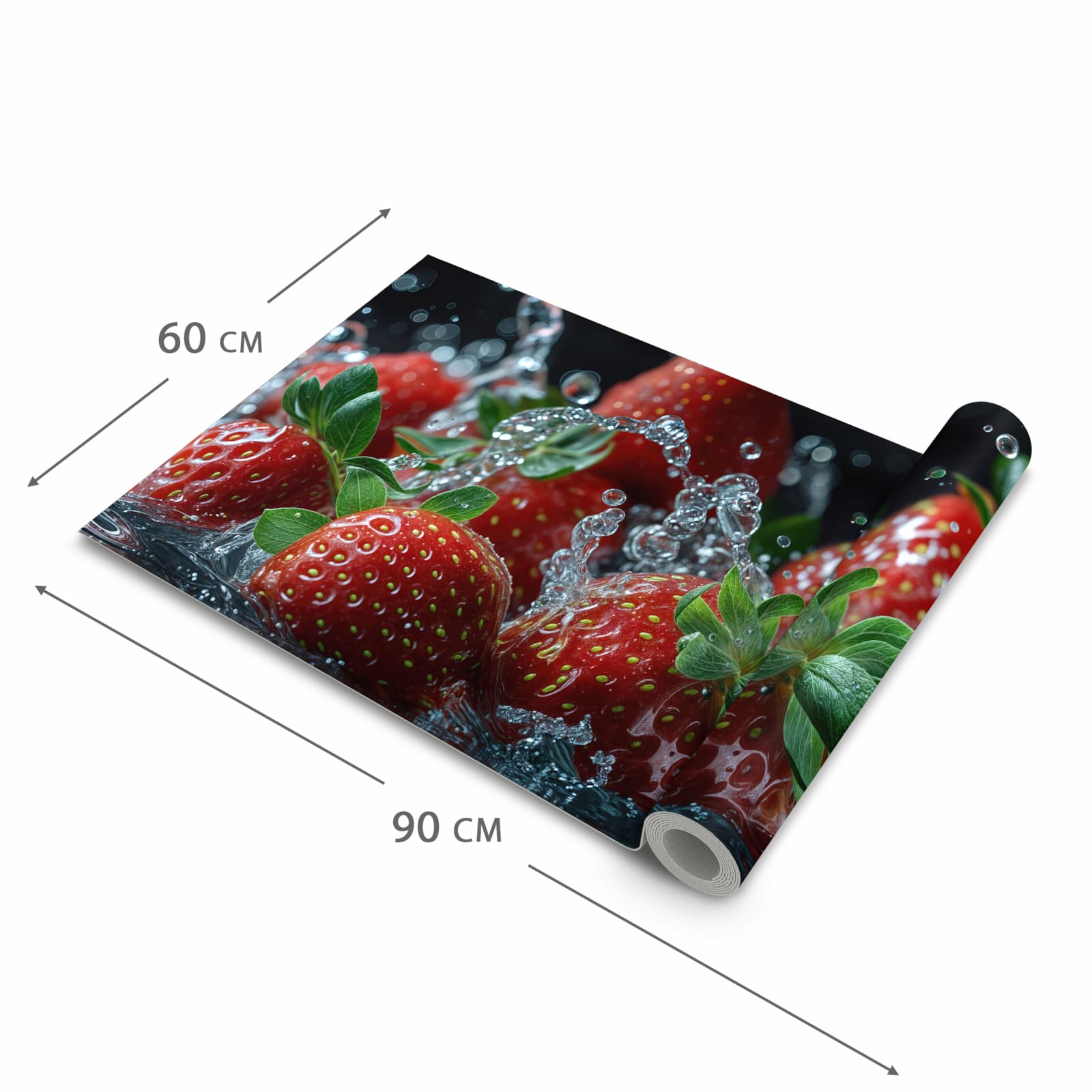 Fleckenresistenter rutschfester Küchenläufer mit Motiv Erdbeeren von Frische in der Größe 80x280 cm