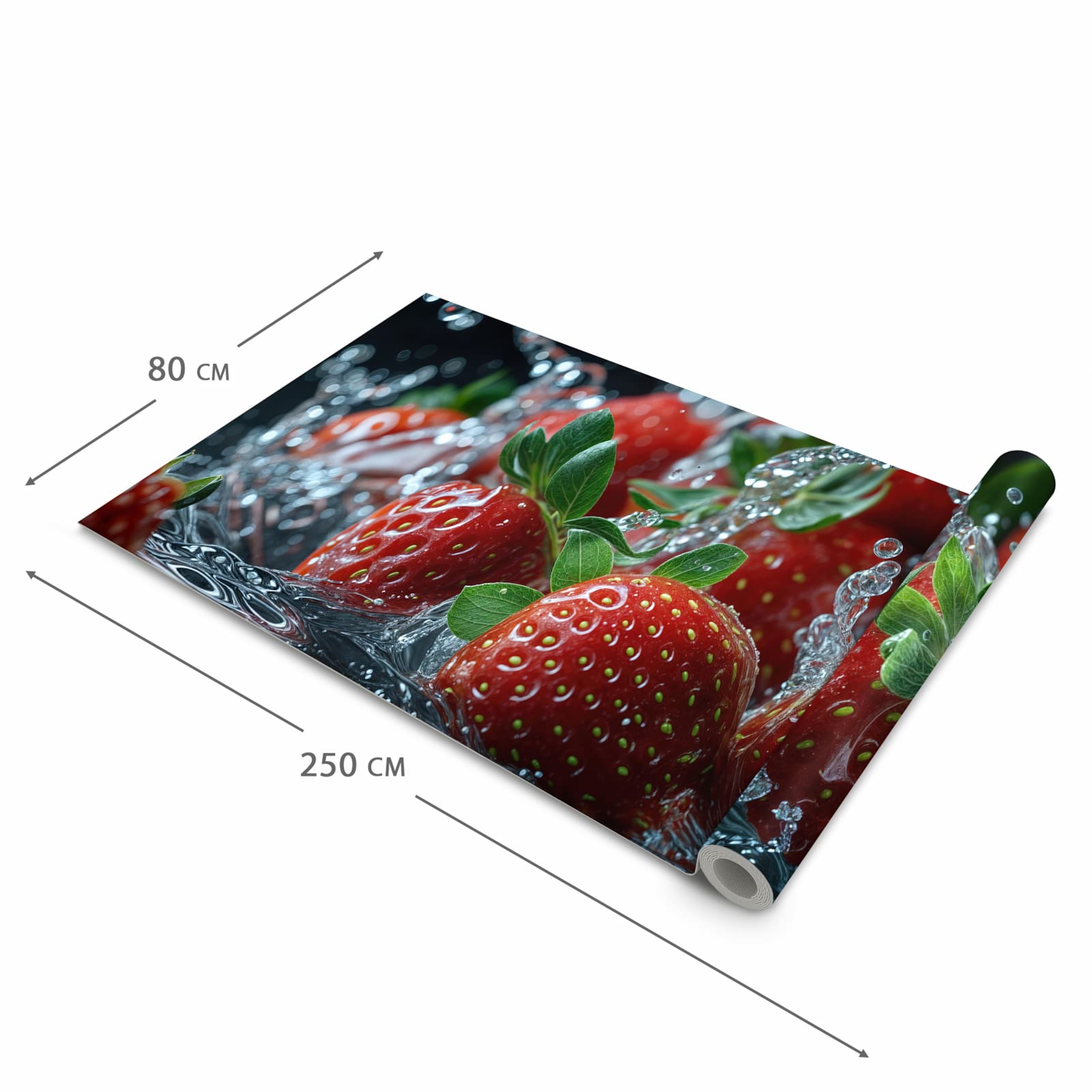 Geruchsneutraler rutschfester Küchenläufer mit Motiv Erdbeeren von Frische in der Grösse 80x280 cm