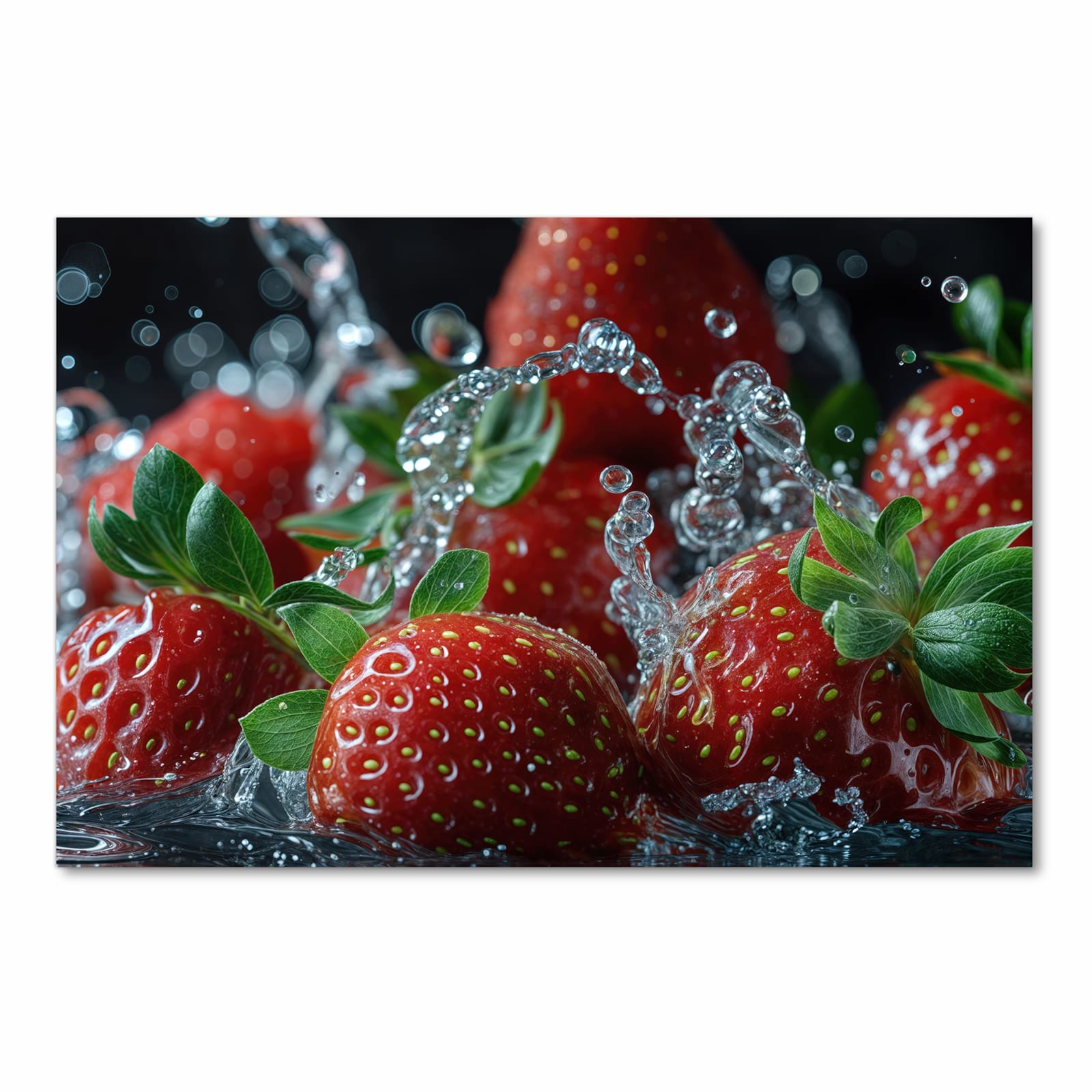 Hygienischer Küchenläufer mit Motiv Erdbeeren von Frische in Frontansicht - waschbar für die Küche