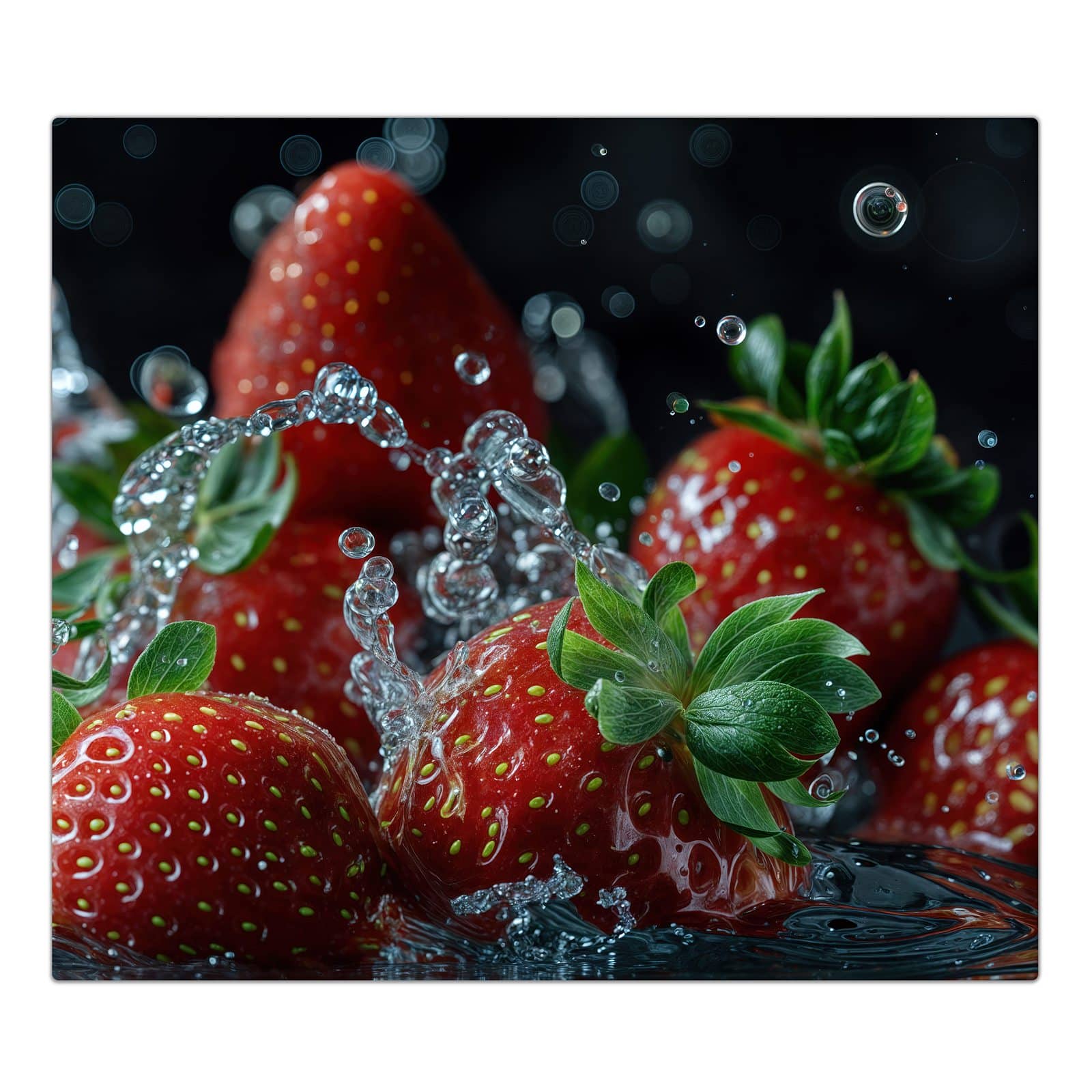 1-teilige Herdabdeckplatten aus Glas mit Frische Erdbeeren Korb-Motiv in der Frontansicht #grösse_1-Teilig (60x52cm)