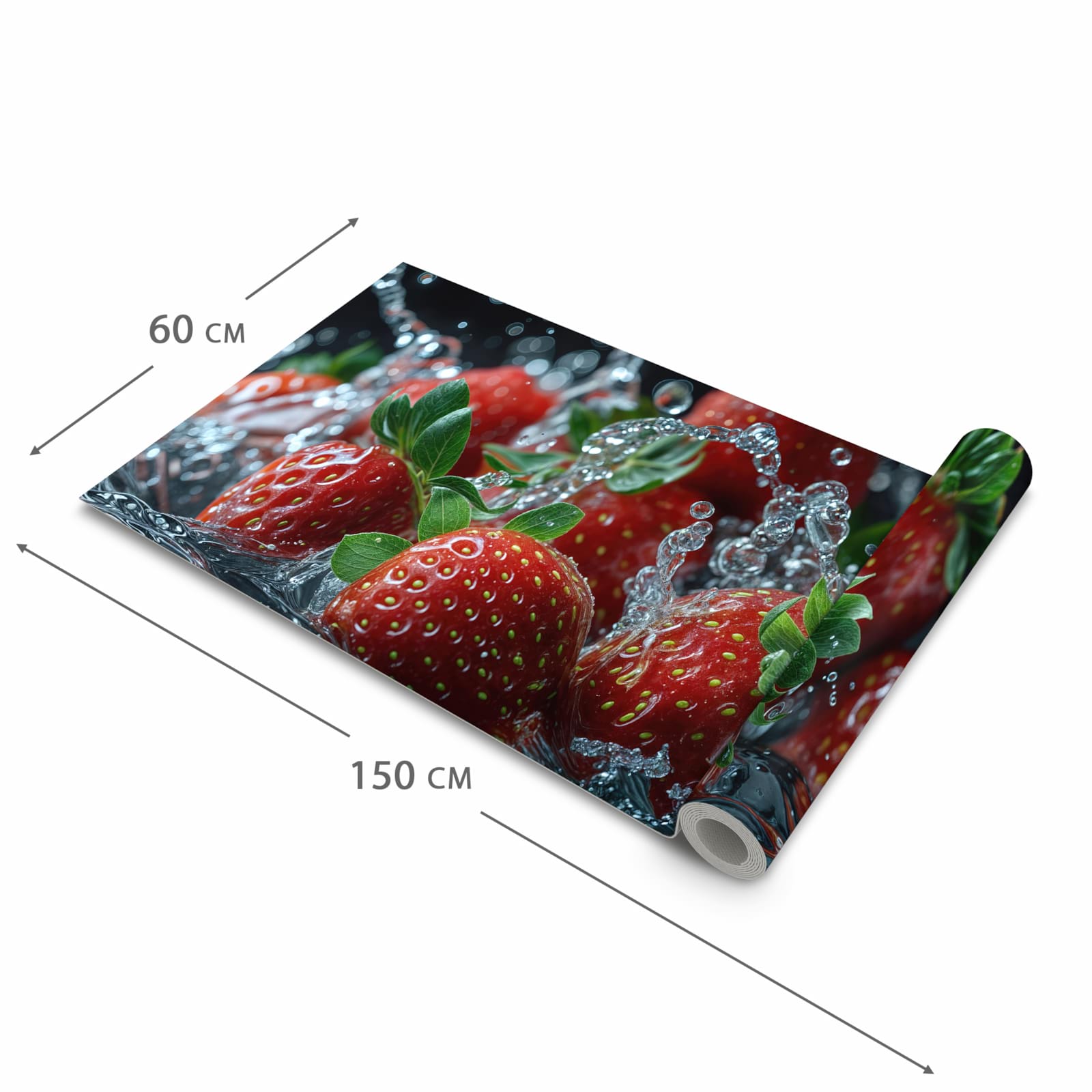 Geräuschdämpfender rutschfester Küchenteppich mit Motiv Erdbeeren von Frische in der Grösse 80x280 cm