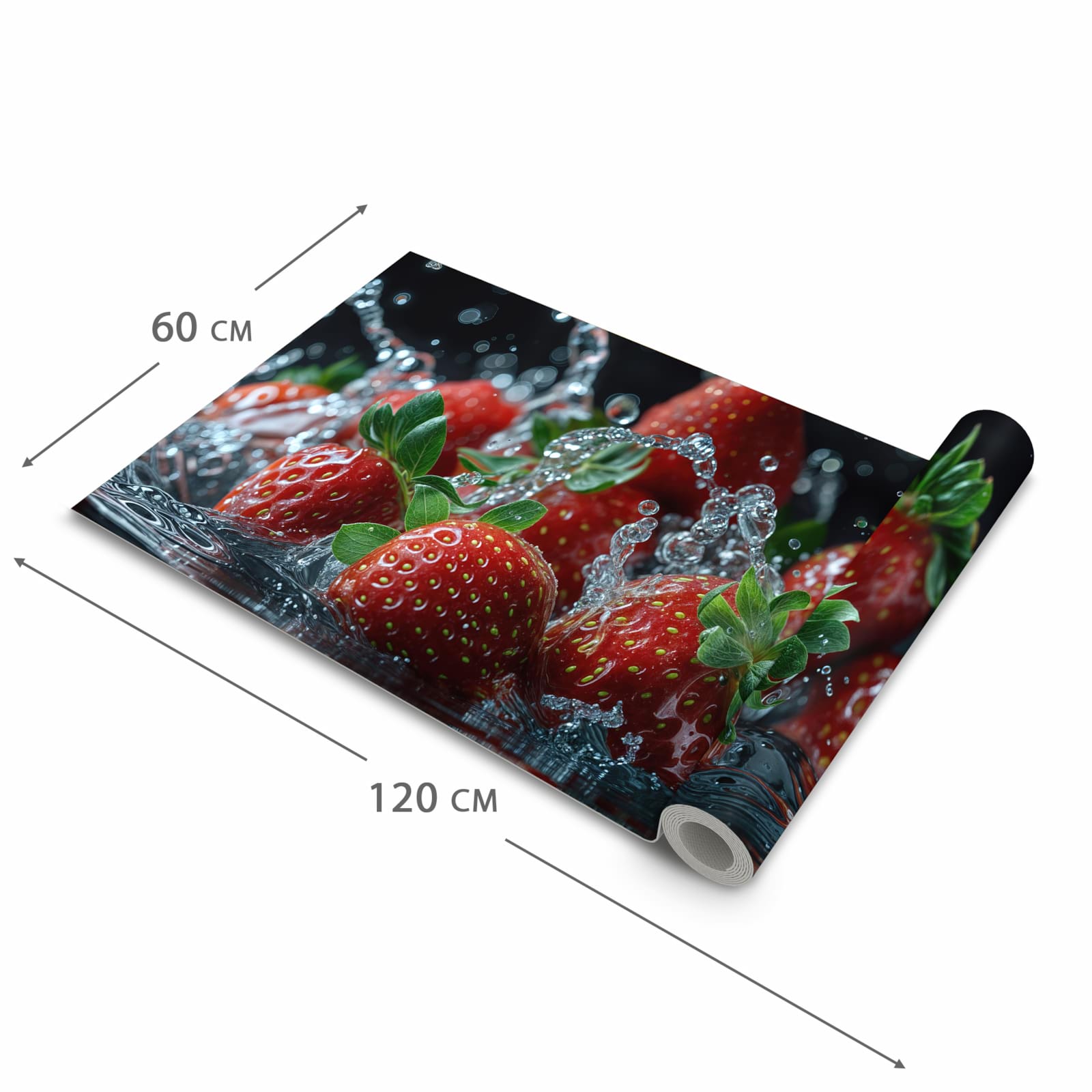 Zeitsparender großer Küchenteppich mit Motiv Erdbeeren von Frische in der Größe 80x280 cm