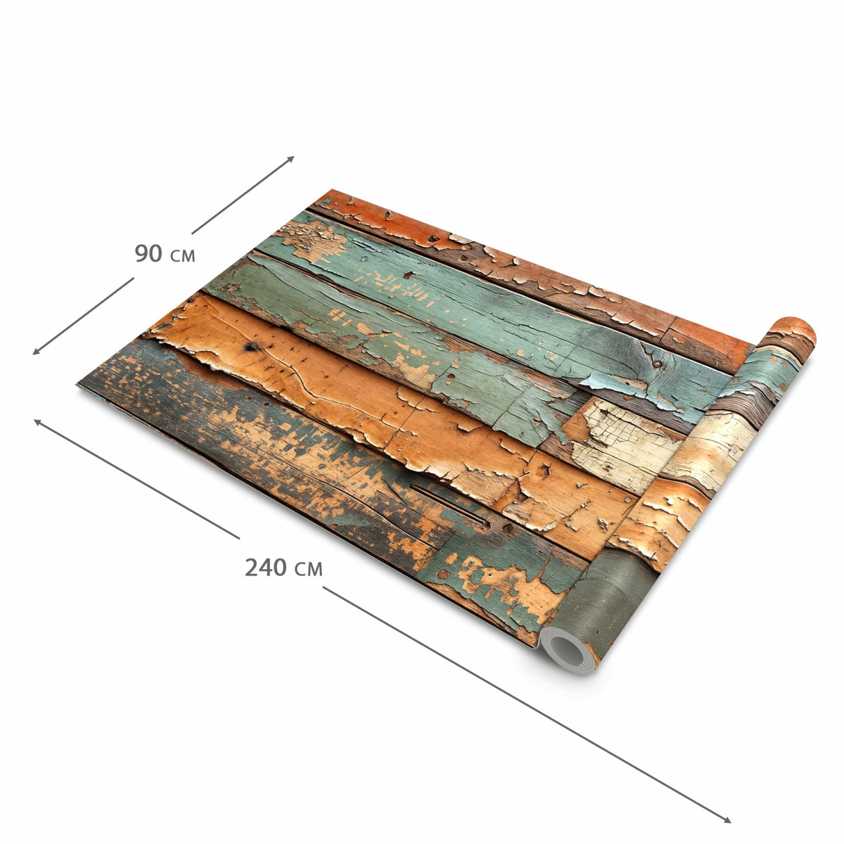Waschbarer Küchenteppich mit Motiv Antike Holzplanken in der Grösse 80x280 cm für sichere Aufbewahrung