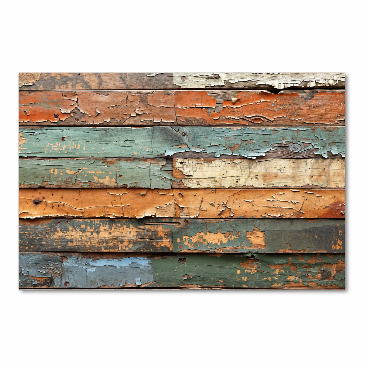 Wasserabweisender Küchenteppich mit Motiv Antike Holzplanken in Frontansicht