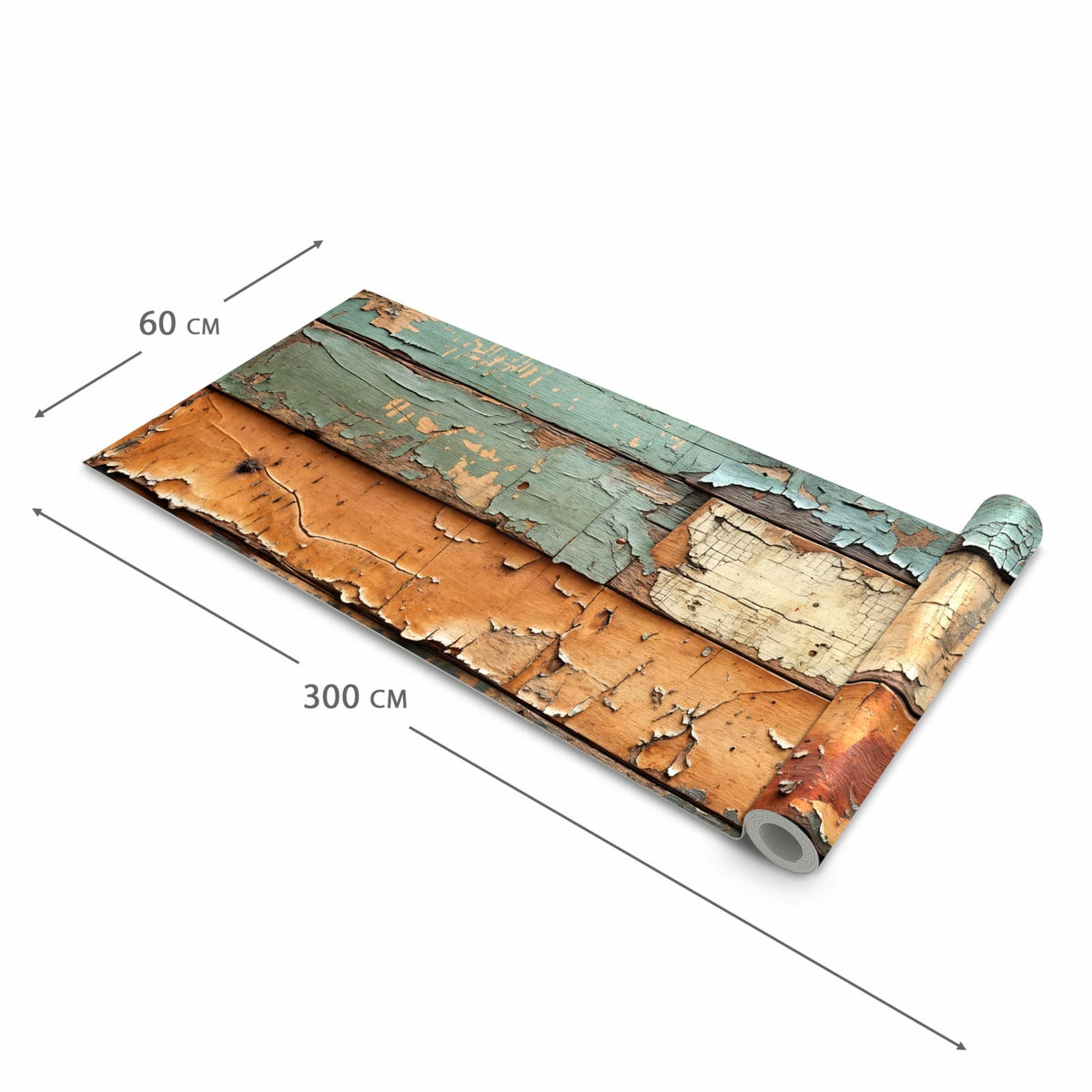 Rutschfester Bodenläufer Teppich mit Motiv Antike Holzplanken in der Grösse 80x250 cm
