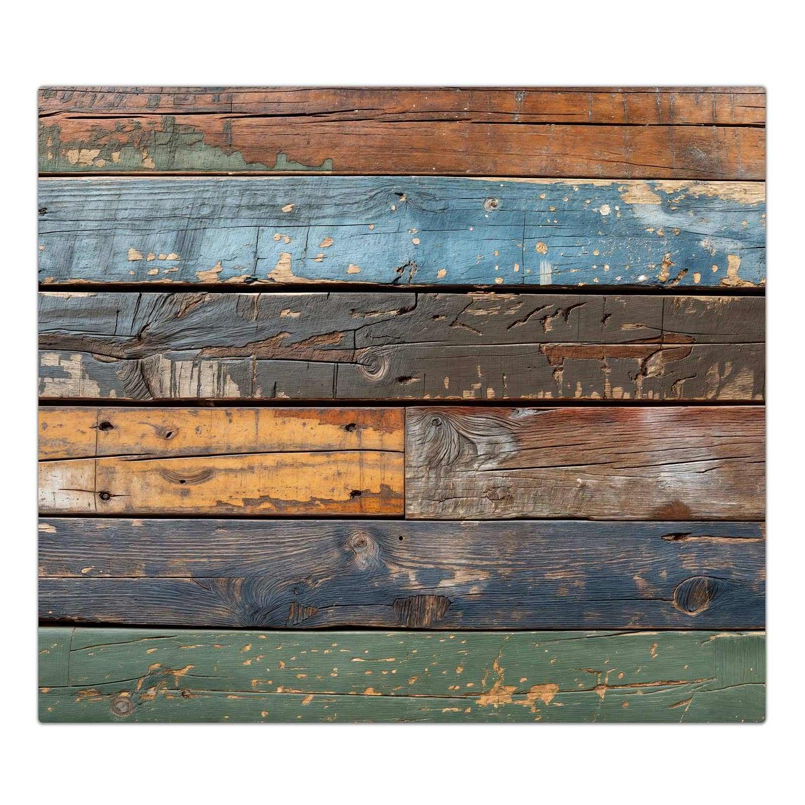 1-teilige Herdabdeckplatte mit Bunte Holzplatte-Motiv in der Frontansicht #grösse_1-Teilig (60x52cm)