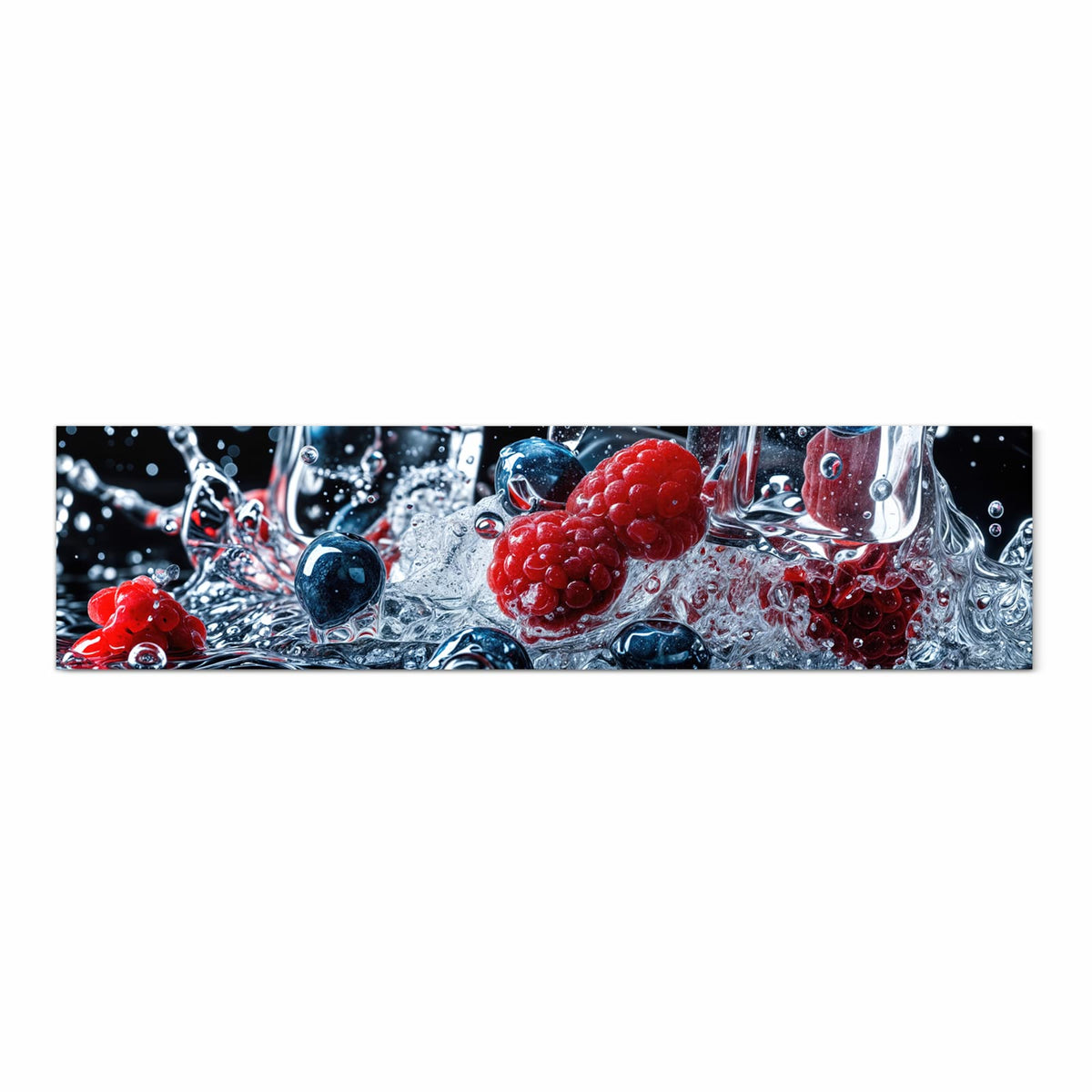 Geruchsneutraler waschbarer Küchenteppich mit Motiv Beeren Eiswürfel in Frontansicht