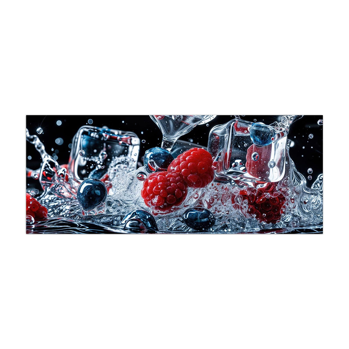 Küchenrückwand aus Glas Eisgekühlte Beeren im Hochformat, Motiv bildfüllend von vorn