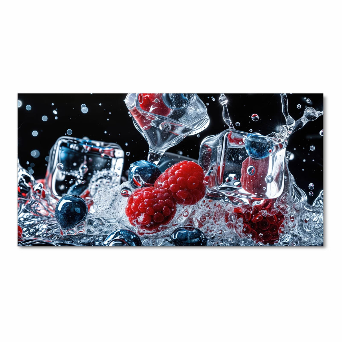 Wasserabweisender Küchenteppich mit Motiv Beeren Eiswürfel in Frontansicht