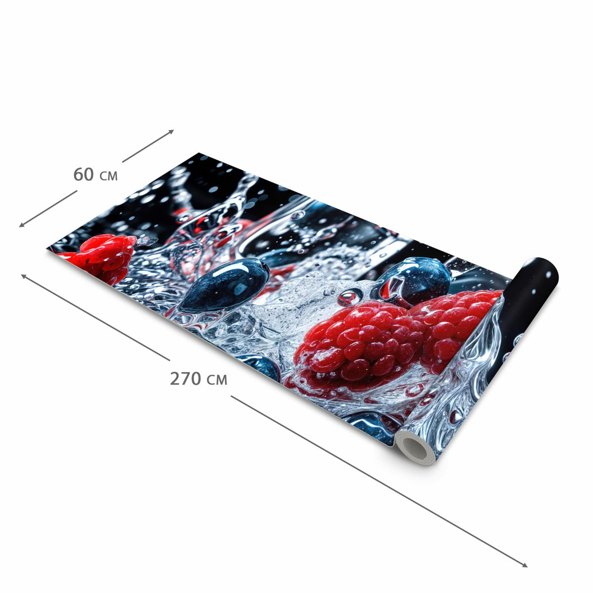 Feuchtigkeitsresistenter Küchenteppich mit Motiv Beeren Eiswürfel in der Grösse 80x200 cm