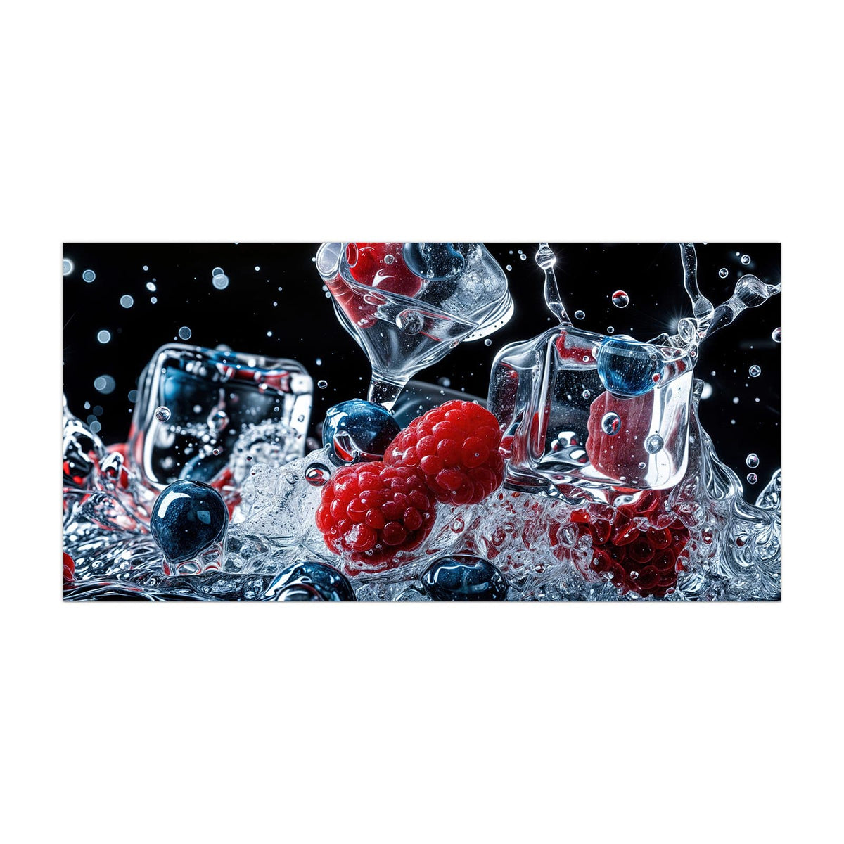 Küchenrückwand aus Glas Eisgekühlte Beeren im Hochformat, Motiv bildfüllend von vorn