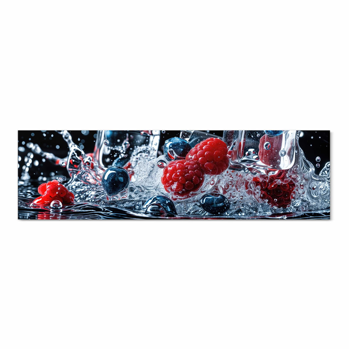 Rutschfester Küchenläufer mit Motiv Beeren Eiswürfel in Frontansicht für sicheren Stand