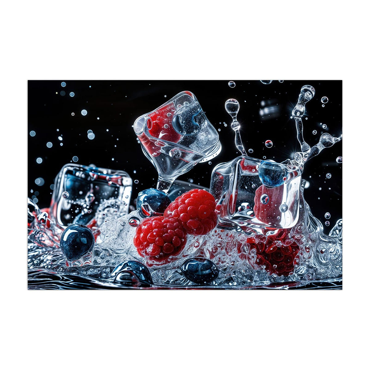 Küchenrückwand aus Glas Eisgekühlte Beeren im Hochformat, Motiv bildfüllend von vorn