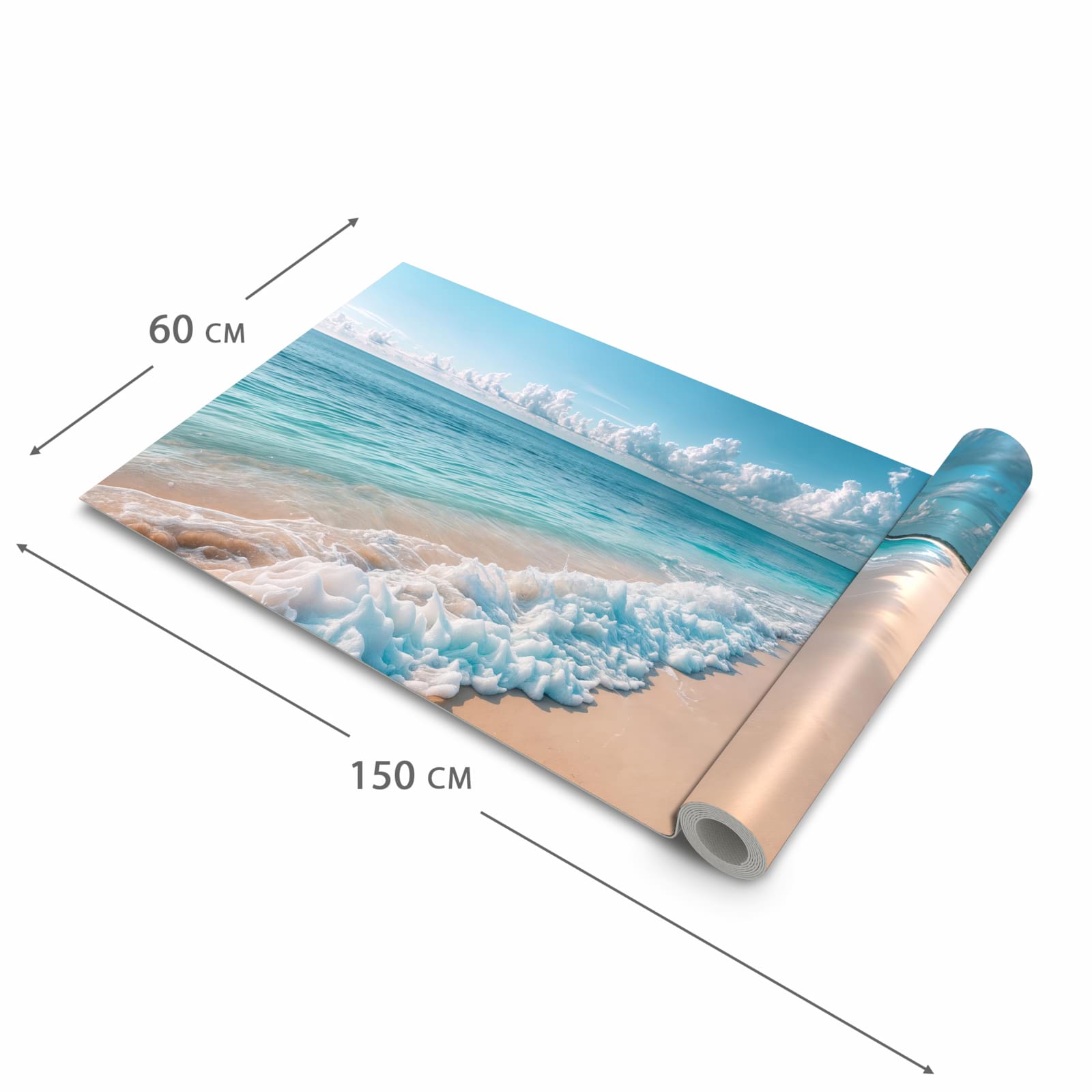 Wasserabweisender Küchenteppich mit Motiv Strand Surf Wellen in der Größe 80x200 cm