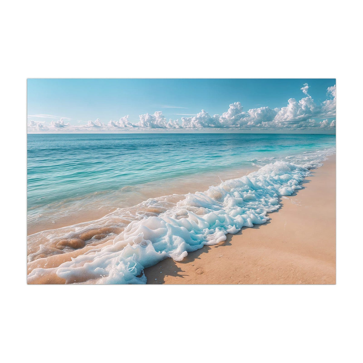 Küchenrückwand aus Glas Wolken über Türkismeer im Hochformat, Motiv bildfüllend von vorn