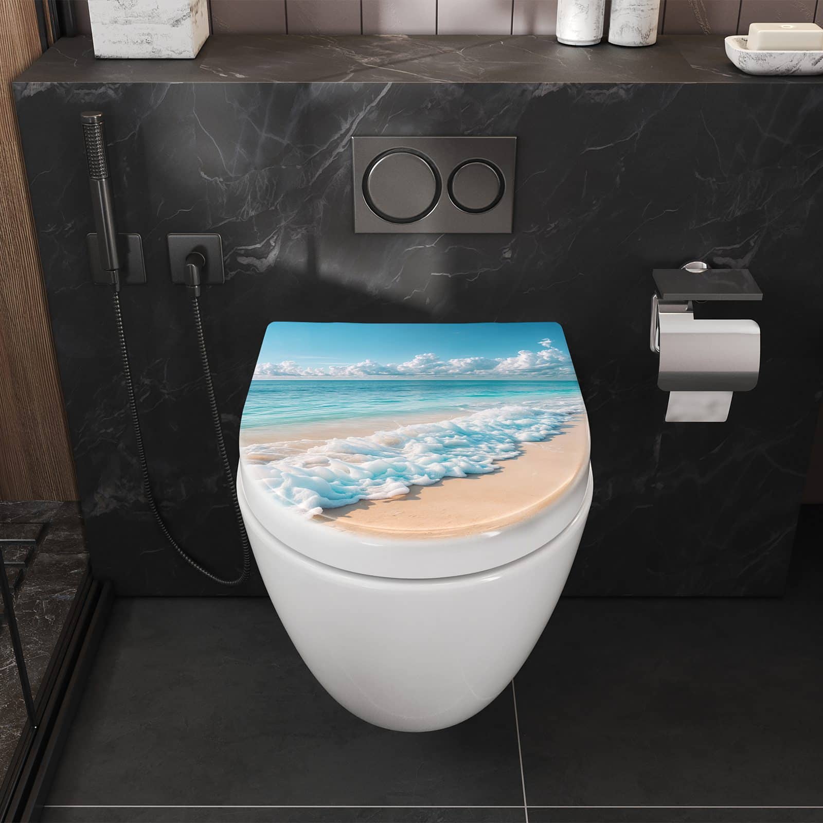 WC-Sitz mit Absenkautomatik Strand Surf Wellen
