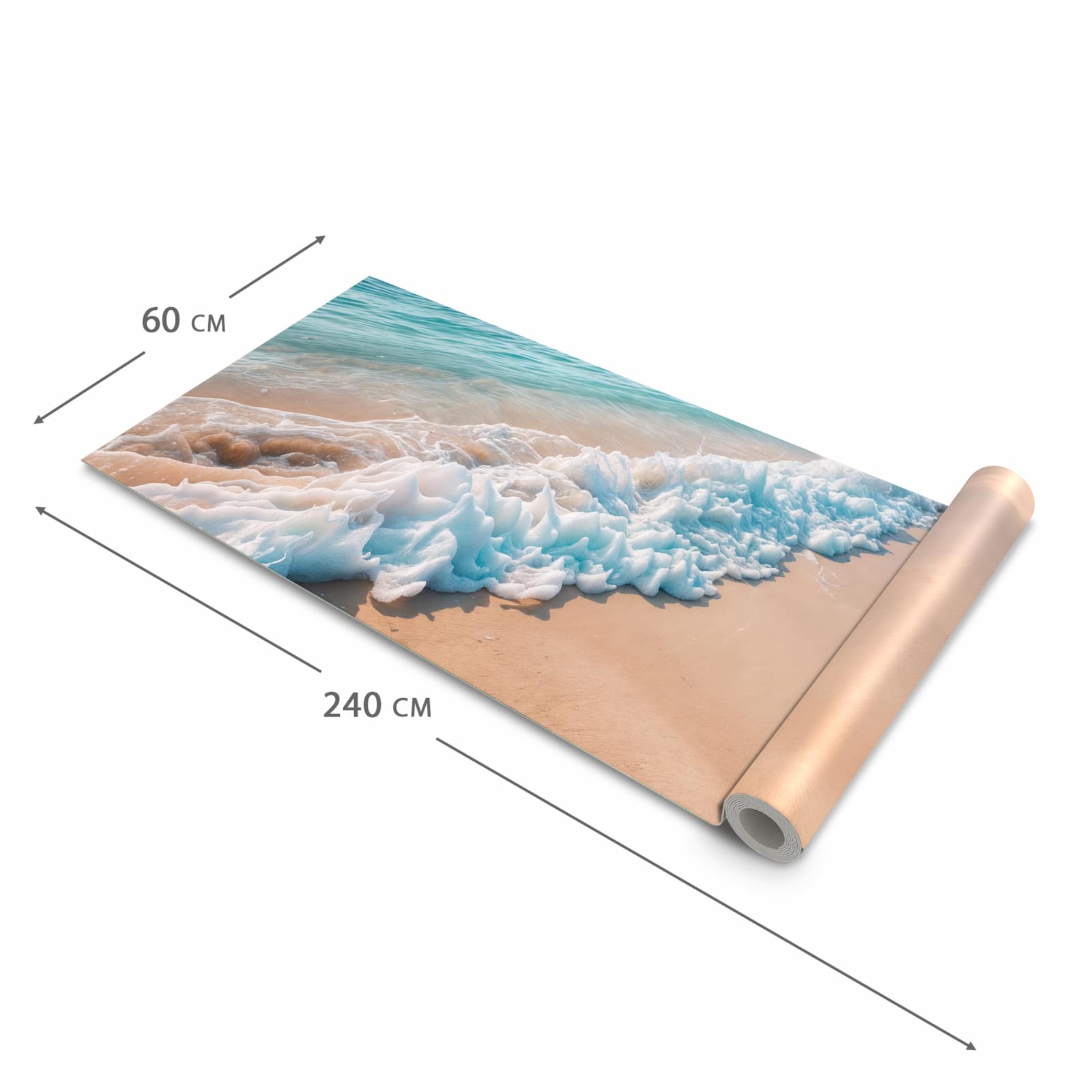 Schmutzabweisender Küchenläufer mit Motiv Strand Surf Wellen in der Grösse 80x200 cm