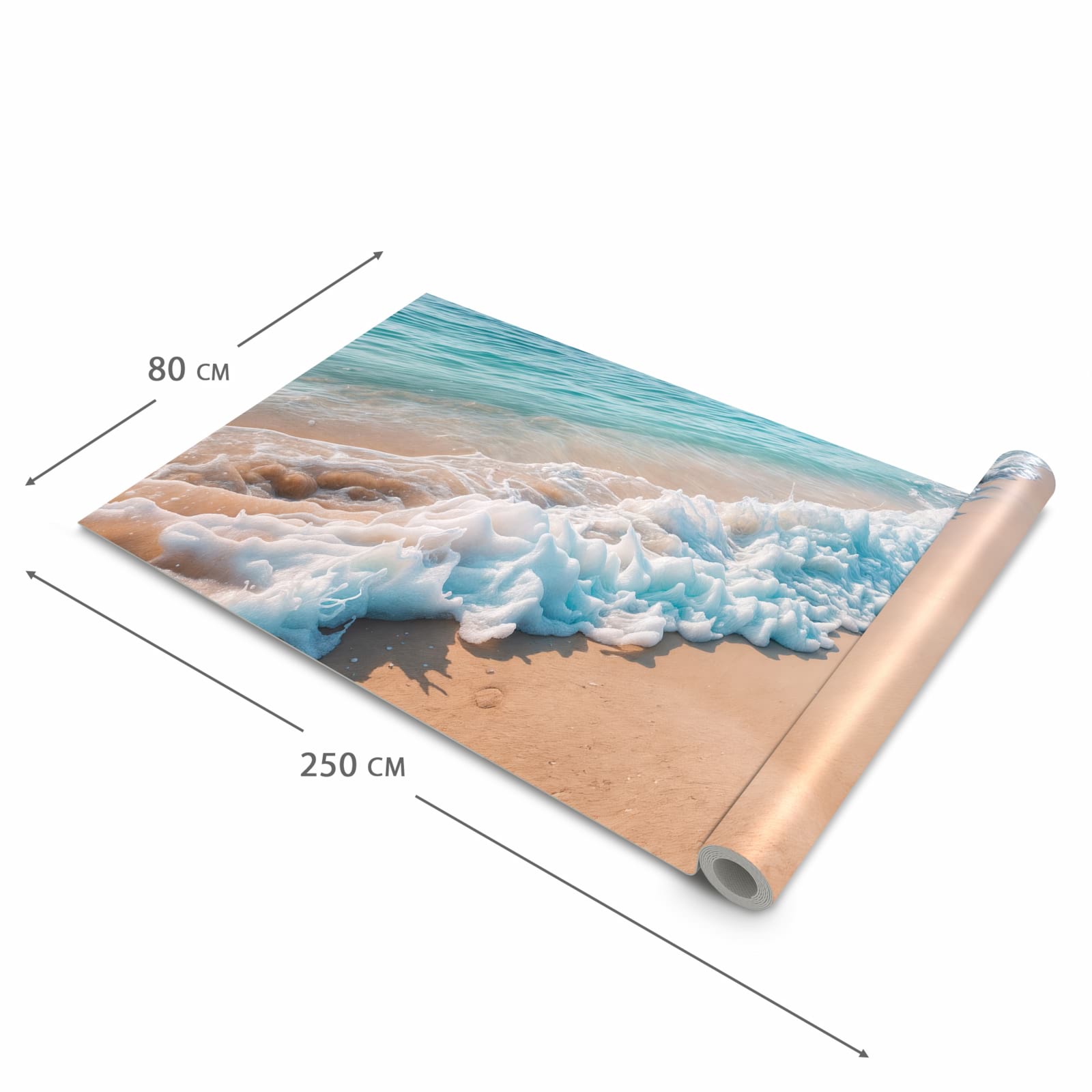 Komfortabler rutschfester Küchenläufer mit Motiv Strand Surf Wellen in der Größe 80x200 cm